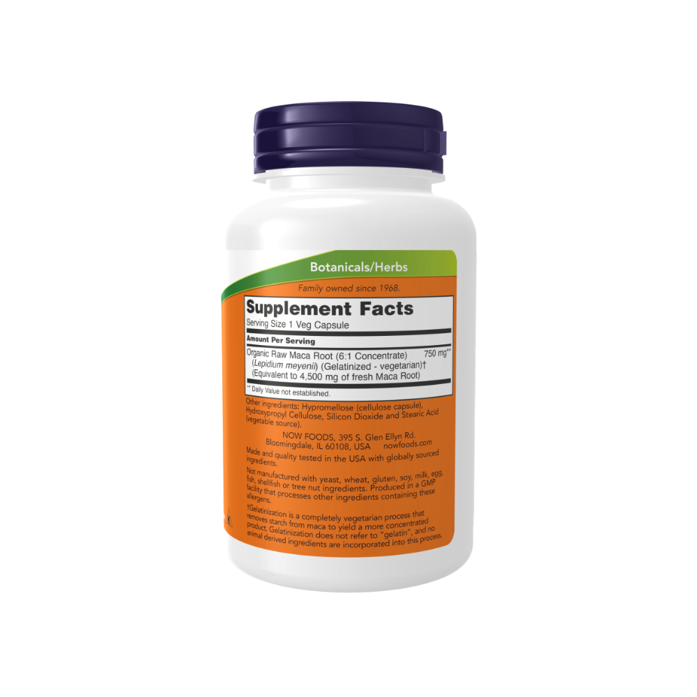 NOW Foods Maca 750 mg – Raw Veg Capsules (90 count) - Image 2