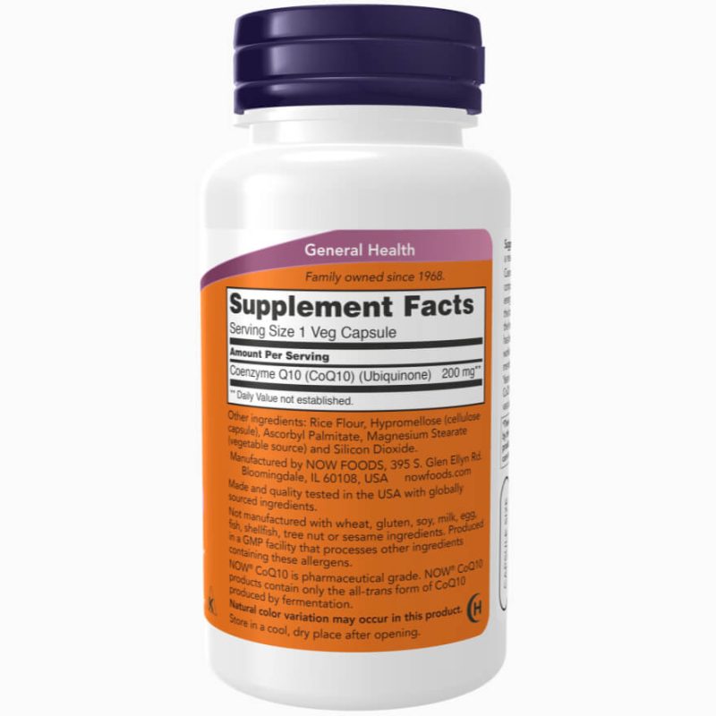 NOW Foods CoQ10 – 200 mg (60 Veg Capsules) - Image 2