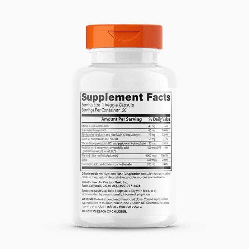 Doctor's Best Fully Active B Complex with Quatrefolic, 60 Veggie Caps - Image 2