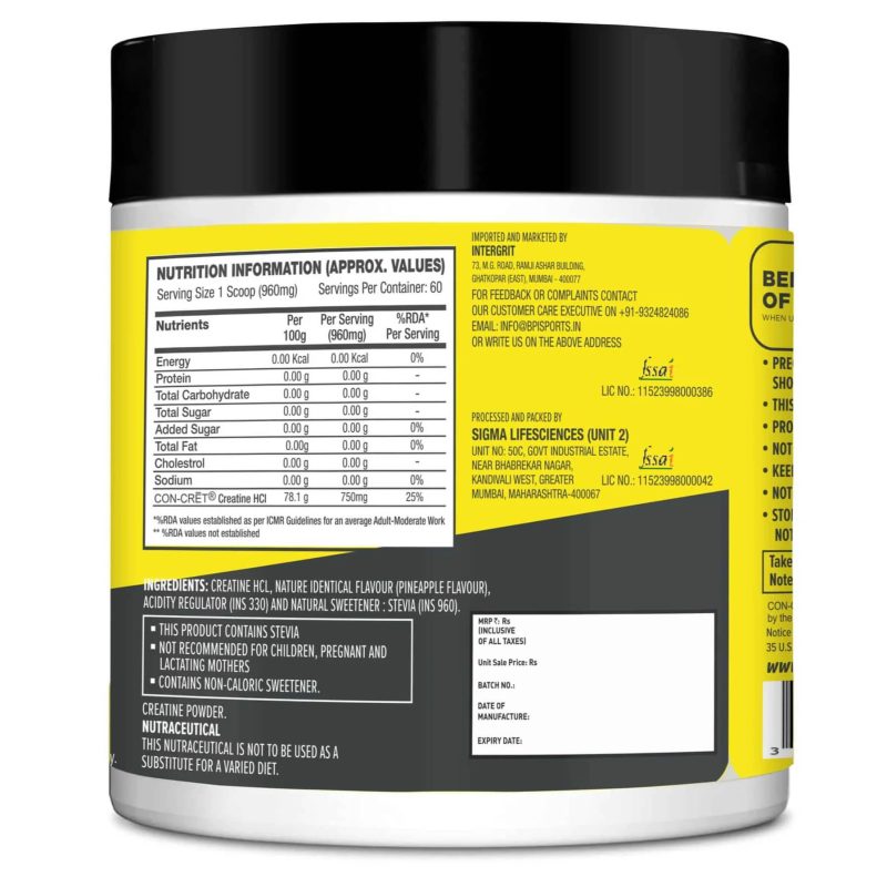 CON-CRĒT® Creatine HCl – High-Potency (60 Servings) - Image 2