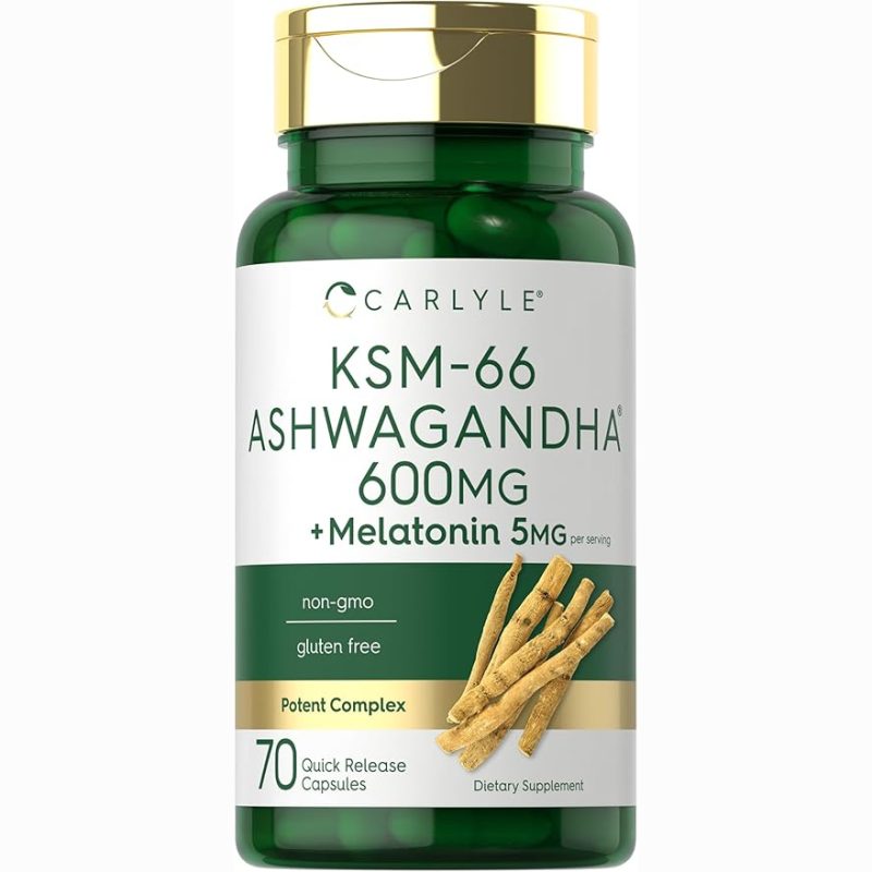 Carlyle - KSM-66 Ashwagandha Capsules 600mg | 70 Count | with Melatonin 5mg