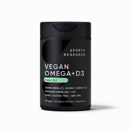 Sports Research Vegan Omega‑3 + Vitamin D3 – 60 Softgels