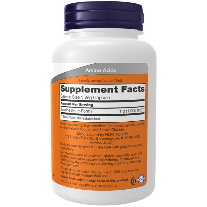 Now Foods - Taurine, Double Strength 1000 mg, 100 Veg Capsules - Image 2