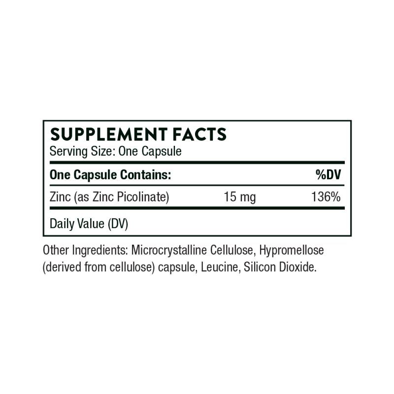 Thorne Zinc Picolinate (15 mg, 60 Capsules) - Image 2