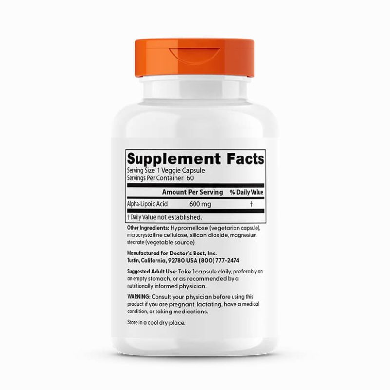 Doctor’s Best Alpha Lipoic Acid – 600 mg, 60 Veggie Capsules - Image 2