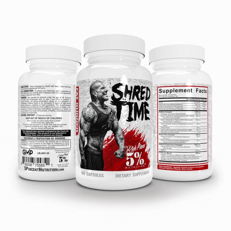 5% Nutrition Shred Time – Hardcore Thermogenic Fat Burner for Extreme Cutting (30 Servings)
